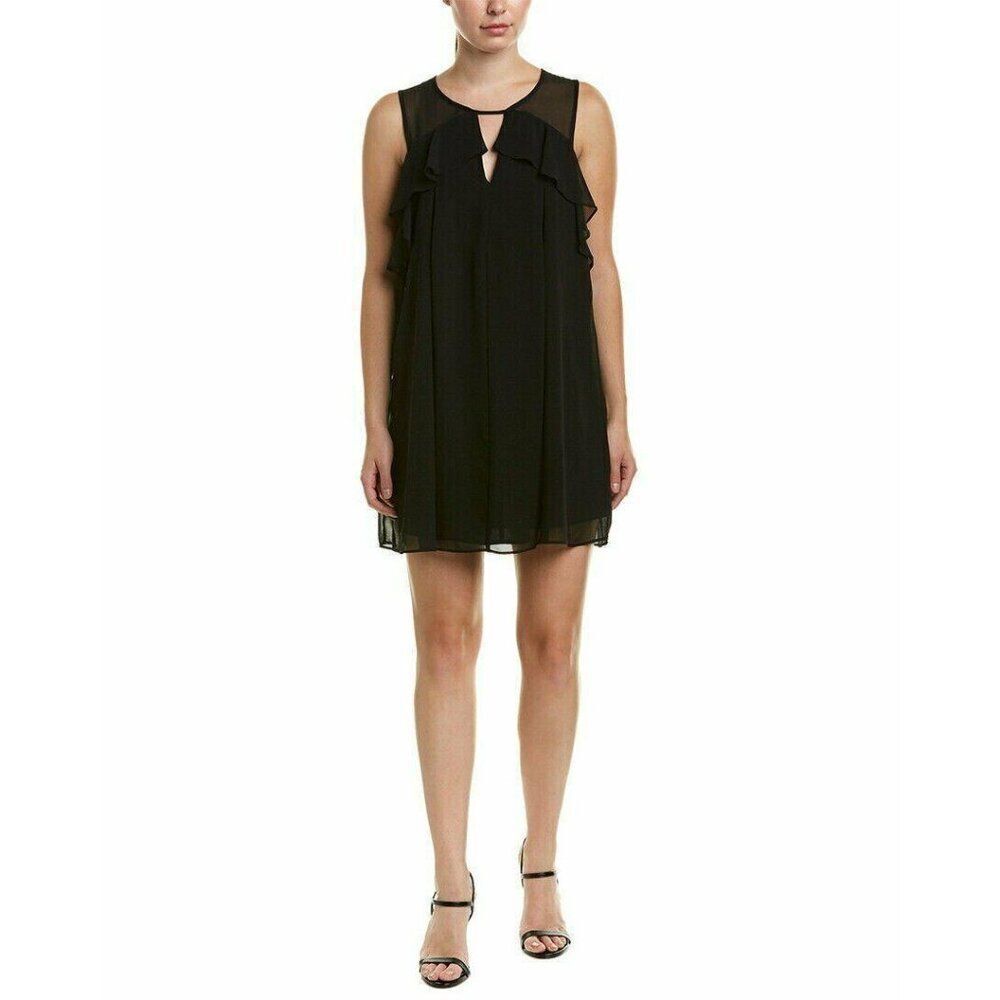 BCBGeneration Ruffle Keyhole Shift Little‎ Black Dress Medium  NWT